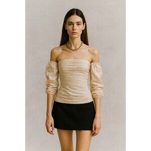 Watters & Watters Ivory Ruched Silk Top Strapless Corset Style Size 8 USA